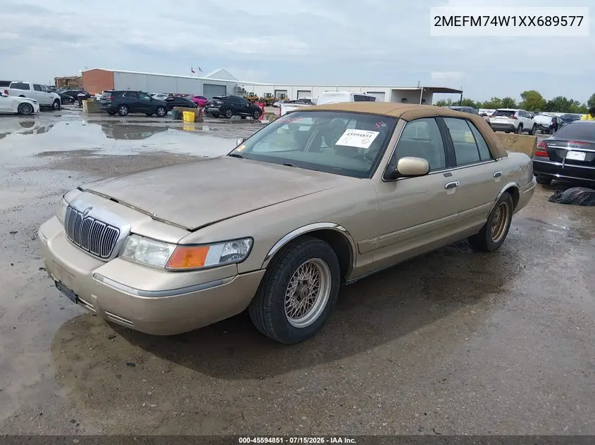 1999 Mercury Grand Marquis Gs VIN: 2MEFM74W1XX689577 Lot: 45594851