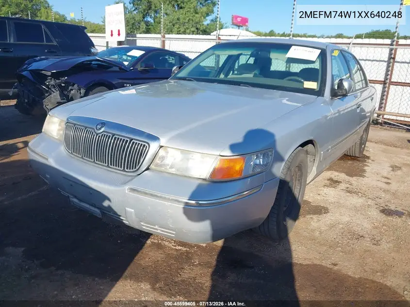 1999 Mercury Grand Marquis Gs VIN: 2MEFM74W1XX640248 Lot: 45599405
