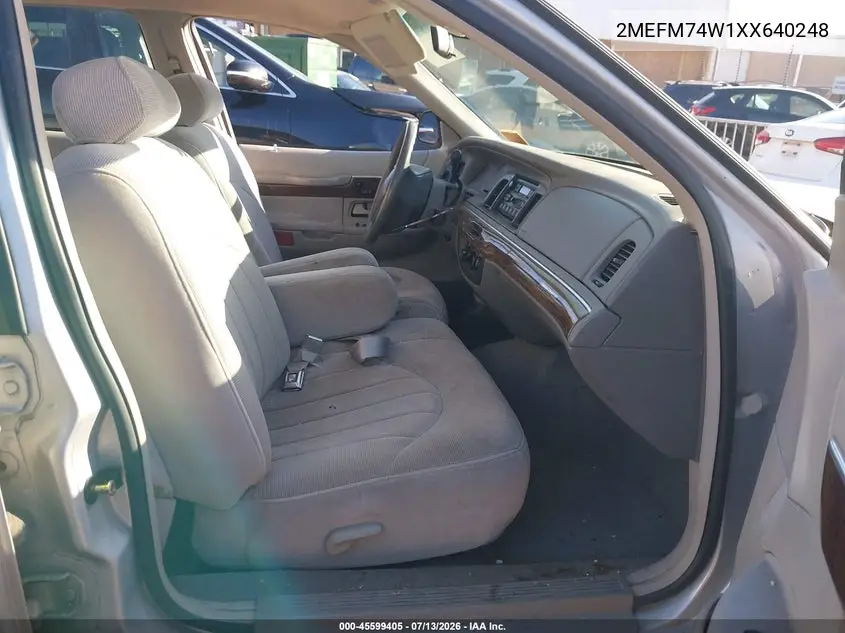 1999 Mercury Grand Marquis Gs VIN: 2MEFM74W1XX640248 Lot: 45599405