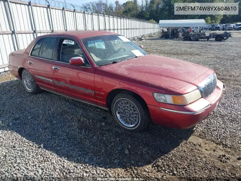 2MEFM74W8YX604610 2000 Mercury Grand Marquis Gs