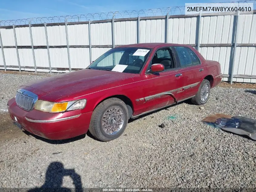 2MEFM74W8YX604610 2000 Mercury Grand Marquis Gs