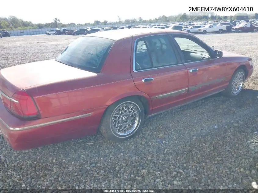 2MEFM74W8YX604610 2000 Mercury Grand Marquis Gs
