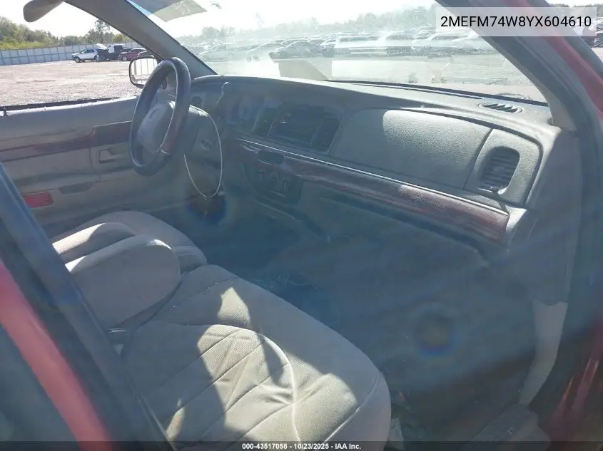 2MEFM74W8YX604610 2000 Mercury Grand Marquis Gs