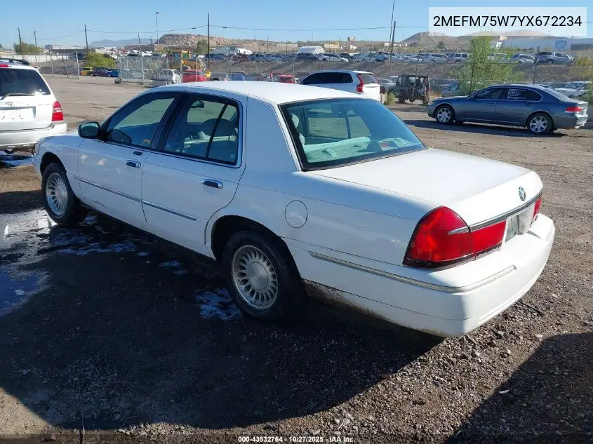 2MEFM75W7YX672234 2000 Mercury Grand Marquis Ls