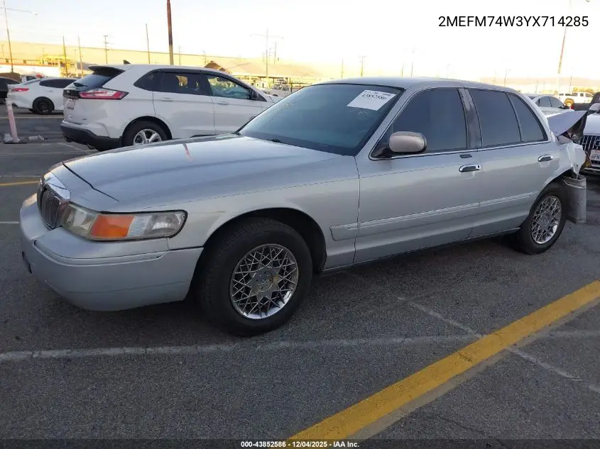 2MEFM74W3YX714285 2000 Mercury Grand Marquis Gs