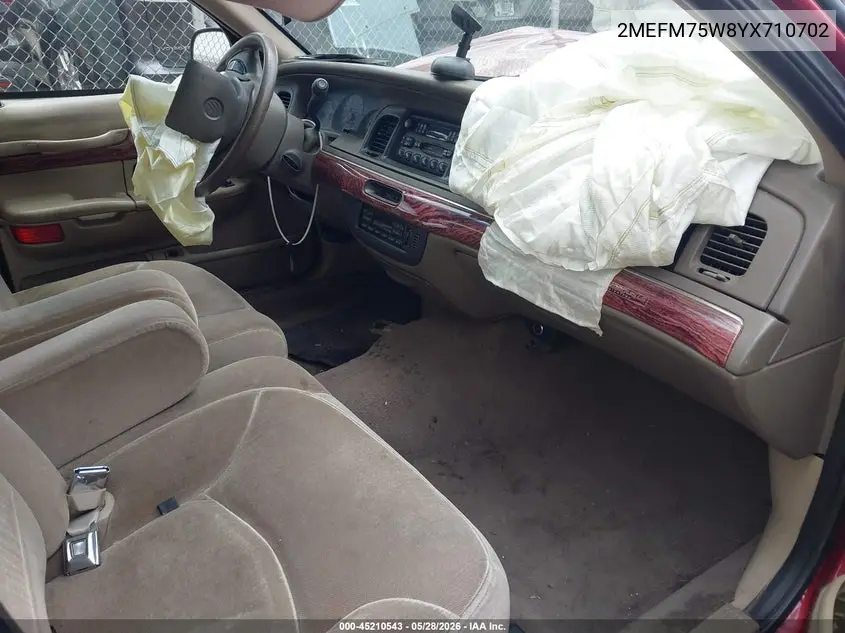 2000 Mercury Grand Marquis Ls VIN: 2MEFM75W8YX710702 Lot: 45210543