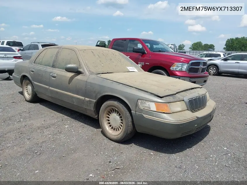 2000 Mercury Grand Marquis Ls VIN: 2MEFM75W6YX713307 Lot: 45265989