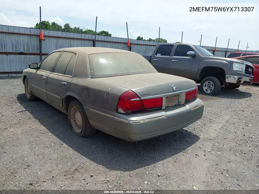 2000 Mercury Grand Marquis Ls VIN: 2MEFM75W6YX713307 Lot: 45265989