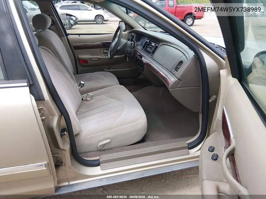 2000 Mercury Grand Marquis Gs VIN: 2MEFM74W5YX738989 Lot: 45316030