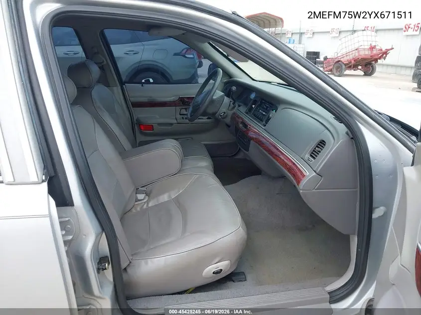 2000 Mercury Grand Marquis Ls VIN: 2MEFM75W2YX671511 Lot: 45425245