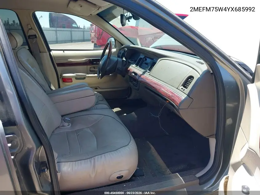 2000 Mercury Grand Marquis Ls VIN: 2MEFM75W4YX685992 Lot: 45458000