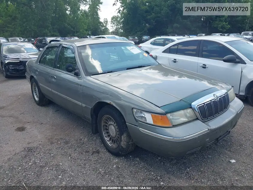 2000 Mercury Grand Marquis Ls VIN: 2MEFM75W5YX639720 Lot: 45489916