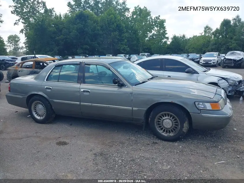 2000 Mercury Grand Marquis Ls VIN: 2MEFM75W5YX639720 Lot: 45489916