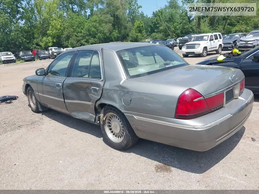 2000 Mercury Grand Marquis Ls VIN: 2MEFM75W5YX639720 Lot: 45489916