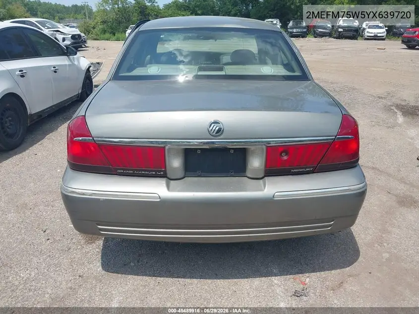 2000 Mercury Grand Marquis Ls VIN: 2MEFM75W5YX639720 Lot: 45489916