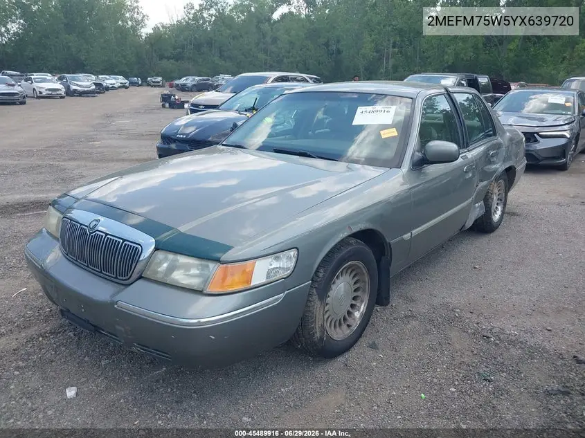 2000 Mercury Grand Marquis Ls VIN: 2MEFM75W5YX639720 Lot: 45489916