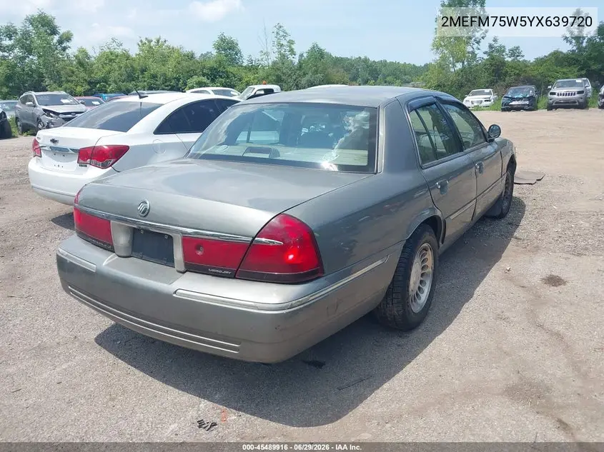 2000 Mercury Grand Marquis Ls VIN: 2MEFM75W5YX639720 Lot: 45489916