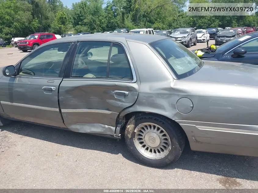2000 Mercury Grand Marquis Ls VIN: 2MEFM75W5YX639720 Lot: 45489916