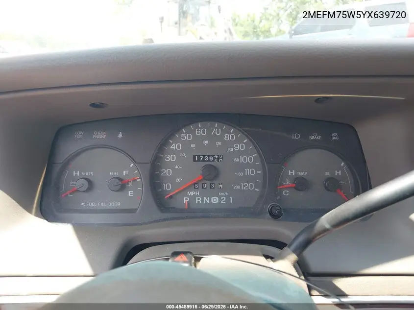 2000 Mercury Grand Marquis Ls VIN: 2MEFM75W5YX639720 Lot: 45489916