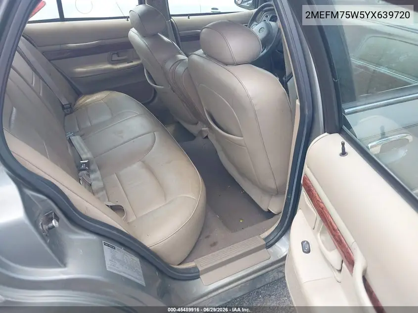 2000 Mercury Grand Marquis Ls VIN: 2MEFM75W5YX639720 Lot: 45489916