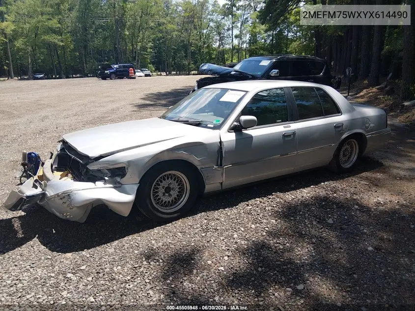 2000 Mercury Grand Marquis Ls VIN: 2MEFM75WXYX614490 Lot: 45505948
