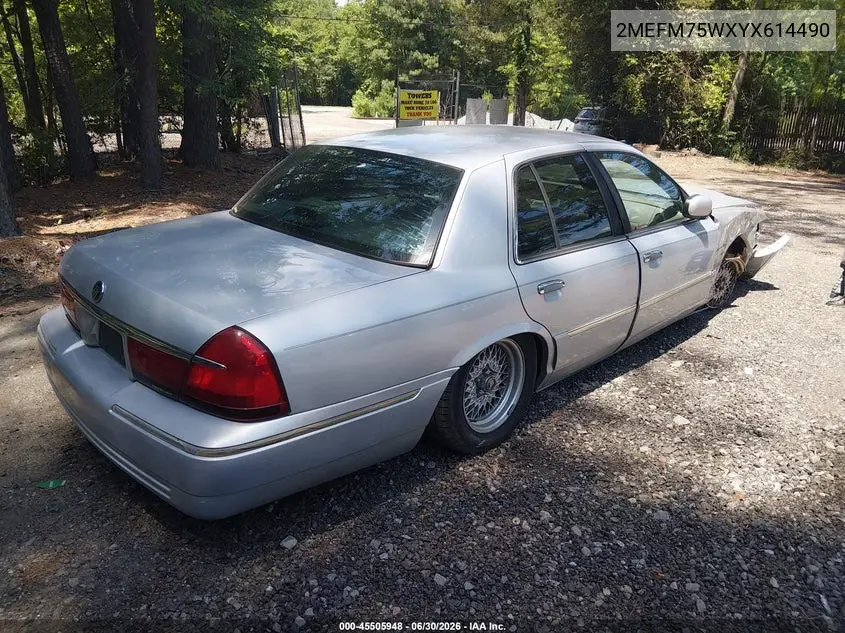 2000 Mercury Grand Marquis Ls VIN: 2MEFM75WXYX614490 Lot: 45505948