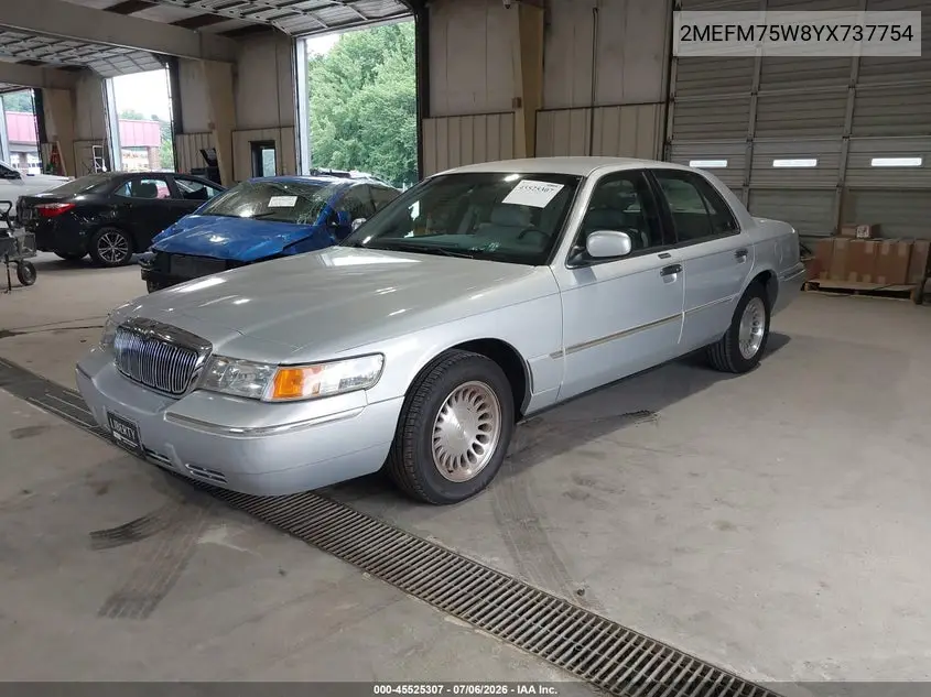 2000 Mercury Grand Marquis Ls VIN: 2MEFM75W8YX737754 Lot: 45525307