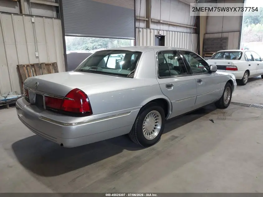 2000 Mercury Grand Marquis Ls VIN: 2MEFM75W8YX737754 Lot: 45525307