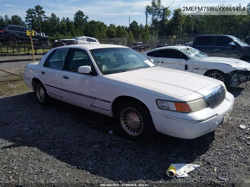 2000 Mercury Grand Marquis Ls VIN: 2MEFM75W6YX669454 Lot: 45537610