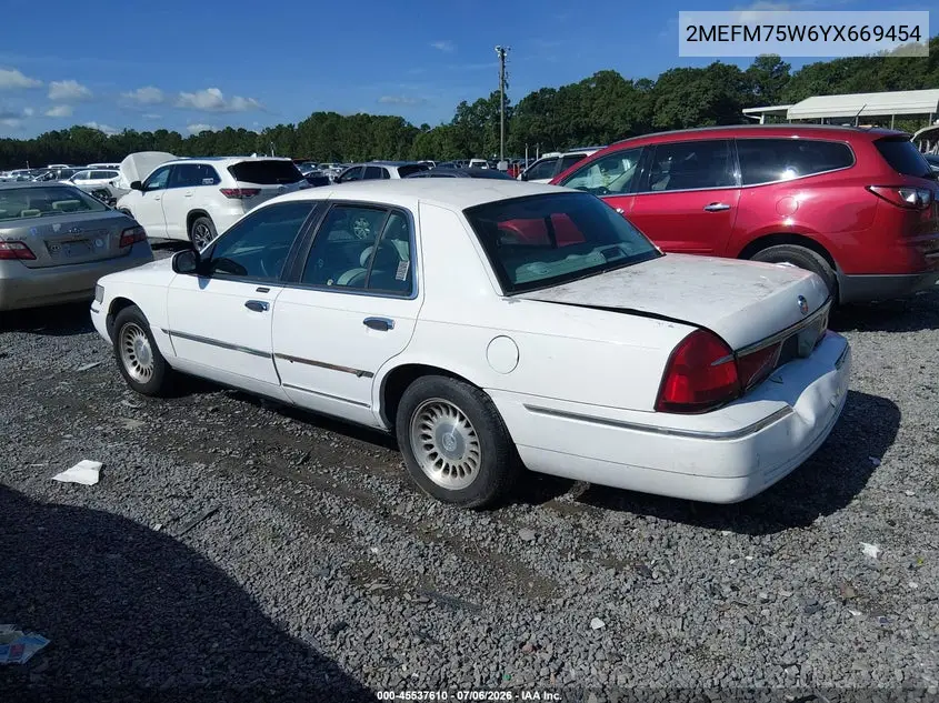 2000 Mercury Grand Marquis Ls VIN: 2MEFM75W6YX669454 Lot: 45537610