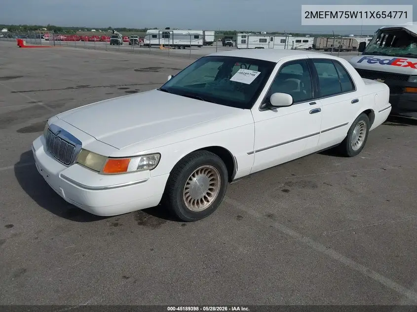 2001 Mercury Grand Marquis Ls VIN: 2MEFM75W11X654771 Lot: 45189398