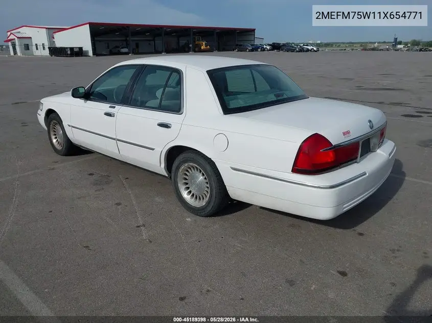 2001 Mercury Grand Marquis Ls VIN: 2MEFM75W11X654771 Lot: 45189398