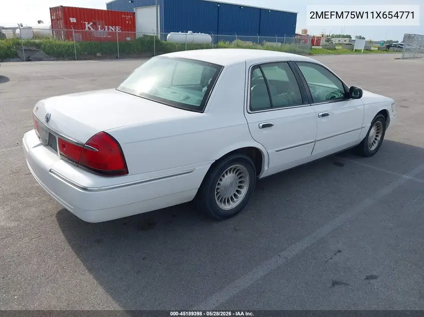 2001 Mercury Grand Marquis Ls VIN: 2MEFM75W11X654771 Lot: 45189398