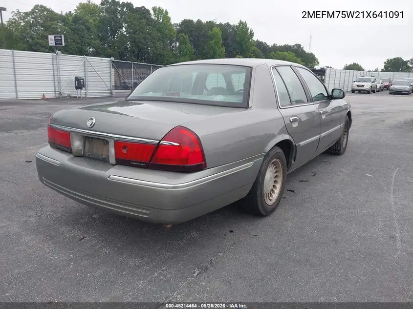 2001 Mercury Grand Marquis Ls VIN: 2MEFM75W21X641091 Lot: 45214464