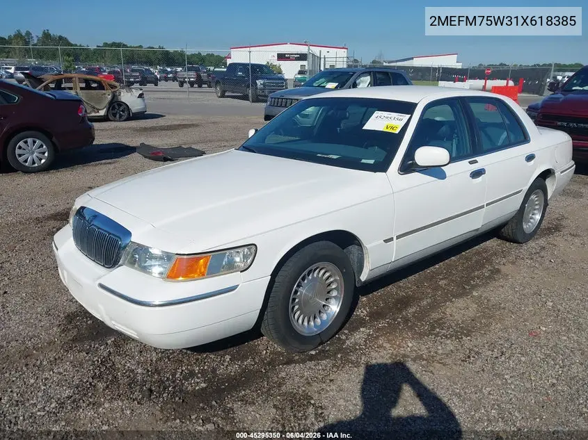 2001 Mercury Grand Marquis Ls VIN: 2MEFM75W31X618385 Lot: 45295350