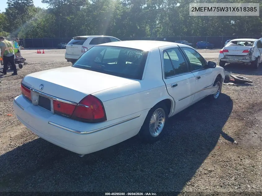 2001 Mercury Grand Marquis Ls VIN: 2MEFM75W31X618385 Lot: 45295350