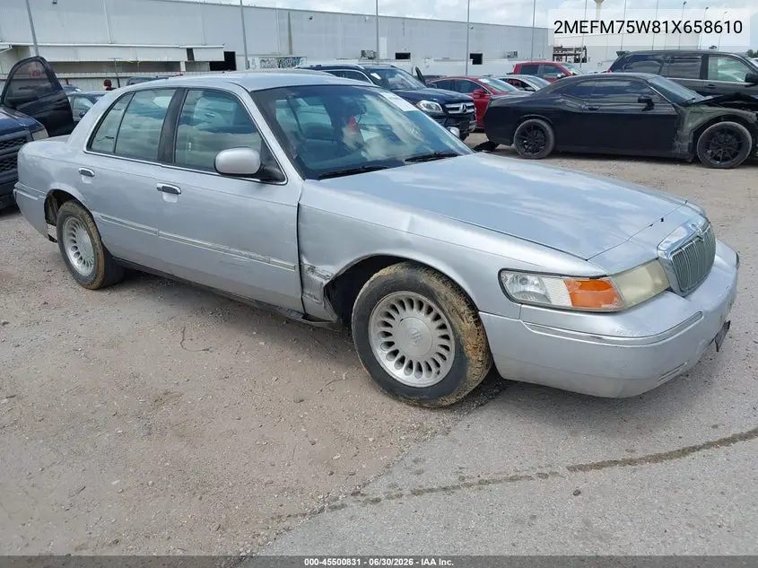 2001 Mercury Grand Marquis Ls VIN: 2MEFM75W81X658610 Lot: 45500831