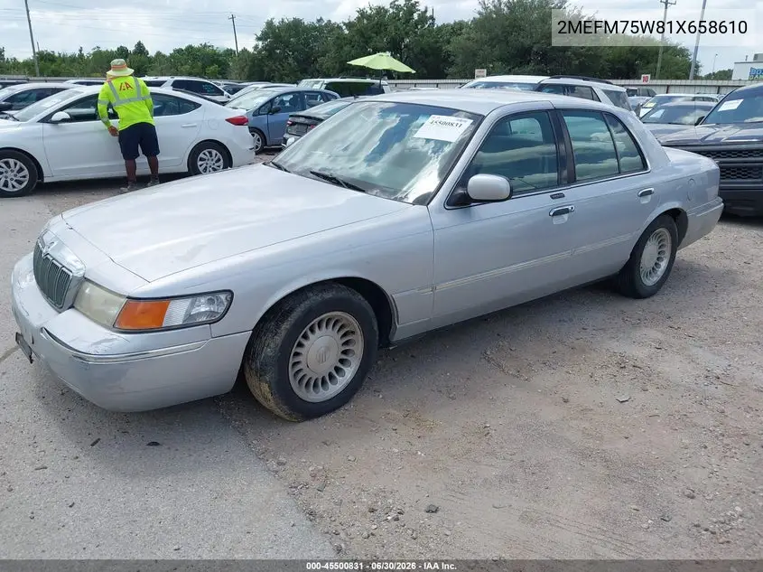 2001 Mercury Grand Marquis Ls VIN: 2MEFM75W81X658610 Lot: 45500831