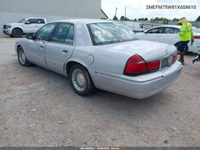 2001 Mercury Grand Marquis Ls VIN: 2MEFM75W81X658610 Lot: 45500831