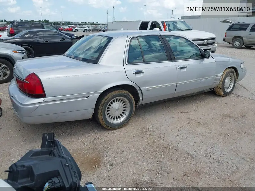 2001 Mercury Grand Marquis Ls VIN: 2MEFM75W81X658610 Lot: 45500831