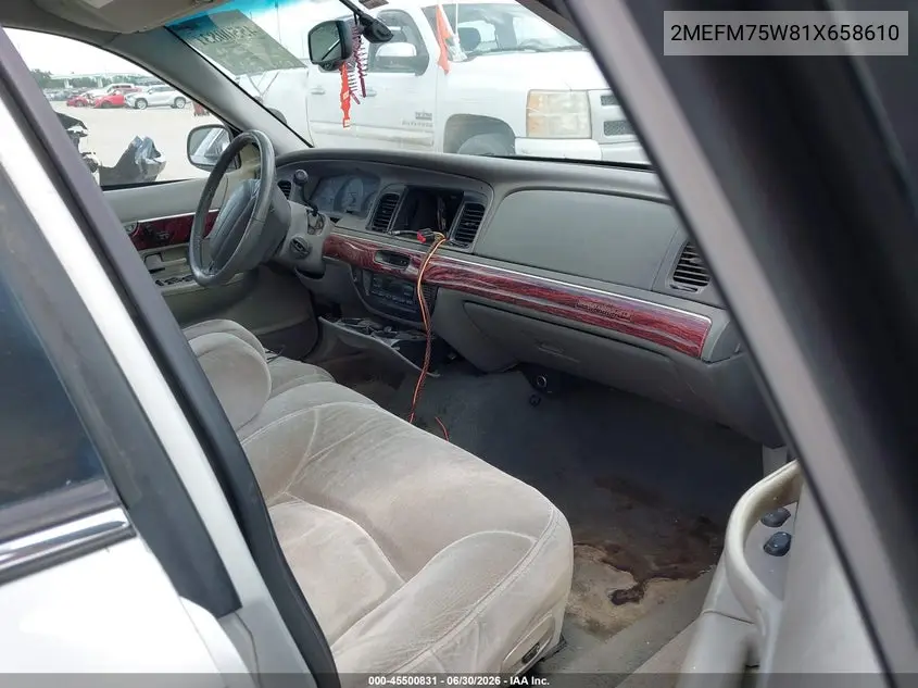 2001 Mercury Grand Marquis Ls VIN: 2MEFM75W81X658610 Lot: 45500831