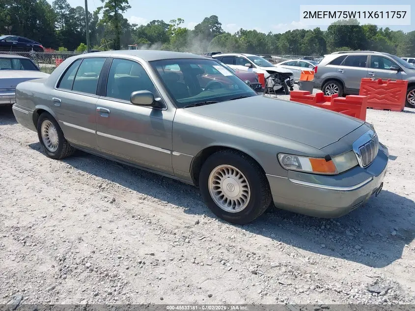 2001 Mercury Grand Marquis Ls VIN: 2MEFM75W11X611757 Lot: 45533181