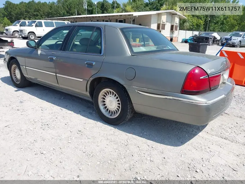 2001 Mercury Grand Marquis Ls VIN: 2MEFM75W11X611757 Lot: 45533181