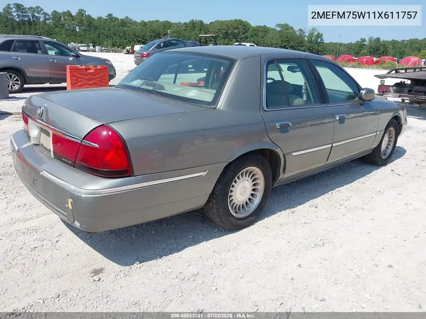 2001 Mercury Grand Marquis Ls VIN: 2MEFM75W11X611757 Lot: 45533181