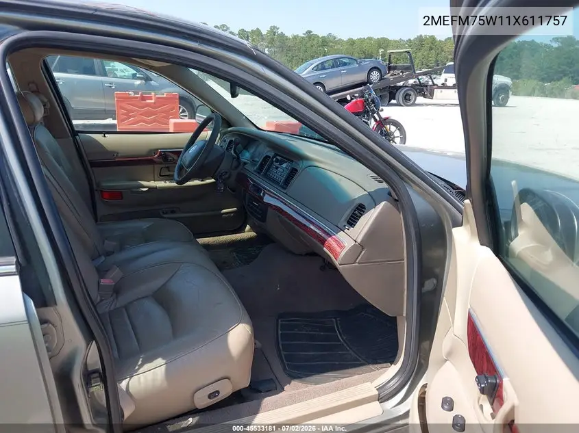 2001 Mercury Grand Marquis Ls VIN: 2MEFM75W11X611757 Lot: 45533181