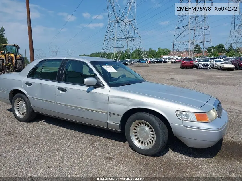 2001 Mercury Grand Marquis Ls VIN: 2MEFM75W81X604272 Lot: 45605158