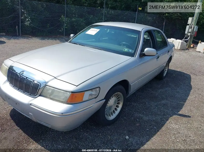 2001 Mercury Grand Marquis Ls VIN: 2MEFM75W81X604272 Lot: 45605158