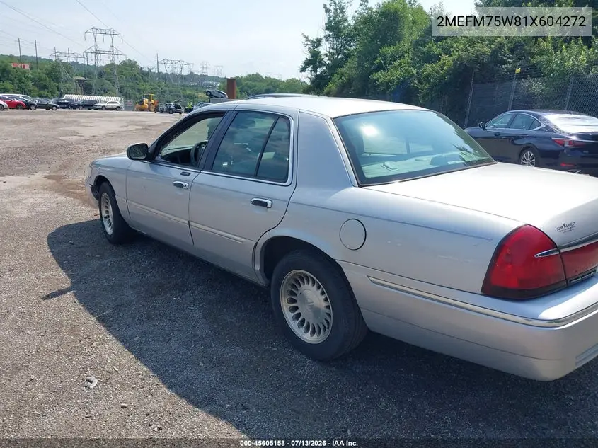 2001 Mercury Grand Marquis Ls VIN: 2MEFM75W81X604272 Lot: 45605158