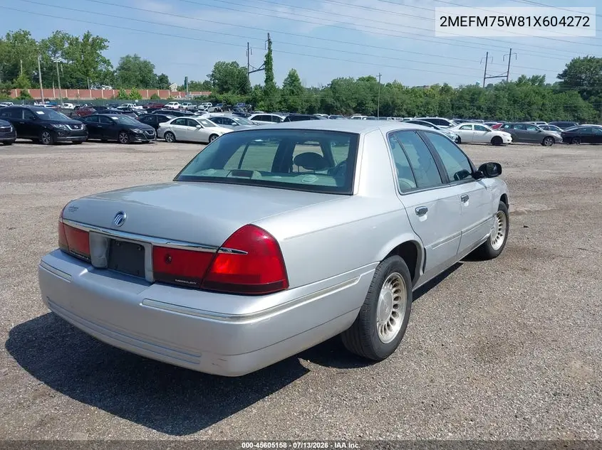 2001 Mercury Grand Marquis Ls VIN: 2MEFM75W81X604272 Lot: 45605158
