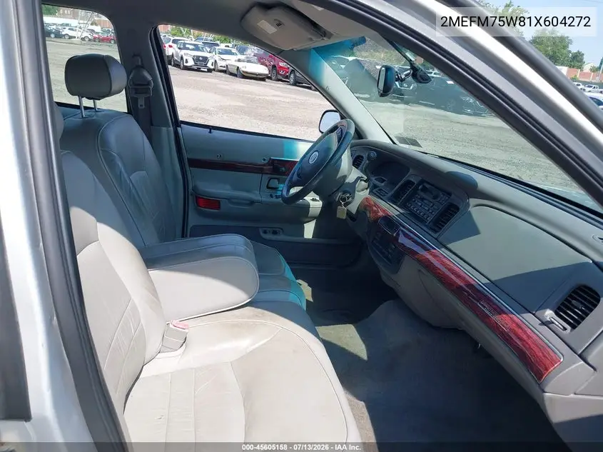 2001 Mercury Grand Marquis Ls VIN: 2MEFM75W81X604272 Lot: 45605158